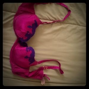 Agent Provocateur hot pink bra w indigo lace 36C